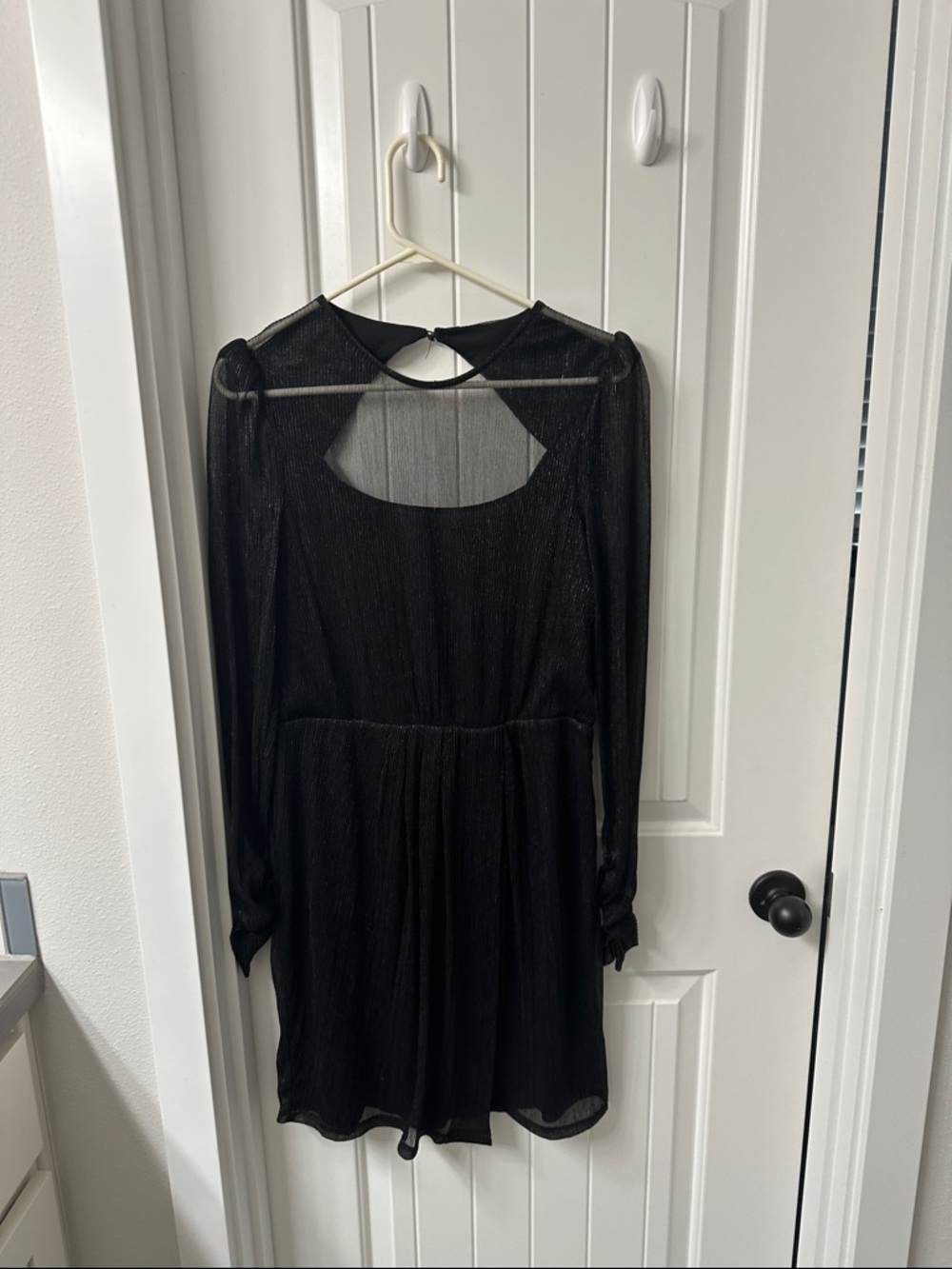 Bailey 44 Black Long-Sleeve Sheer Overlay Dress
